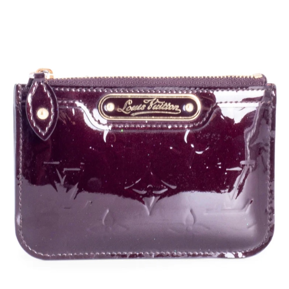Louis Vuitton Vernis Leather Monogram Credit Card Wallet Burgundy